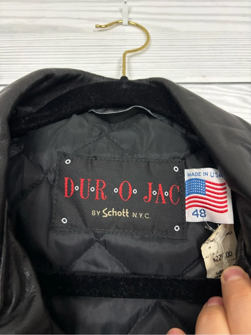 NWT VINTAGE SCHOTT LEATHER MOTORCYCLE JACKET DUR O JAC 48 BELTED USA 80s 90s